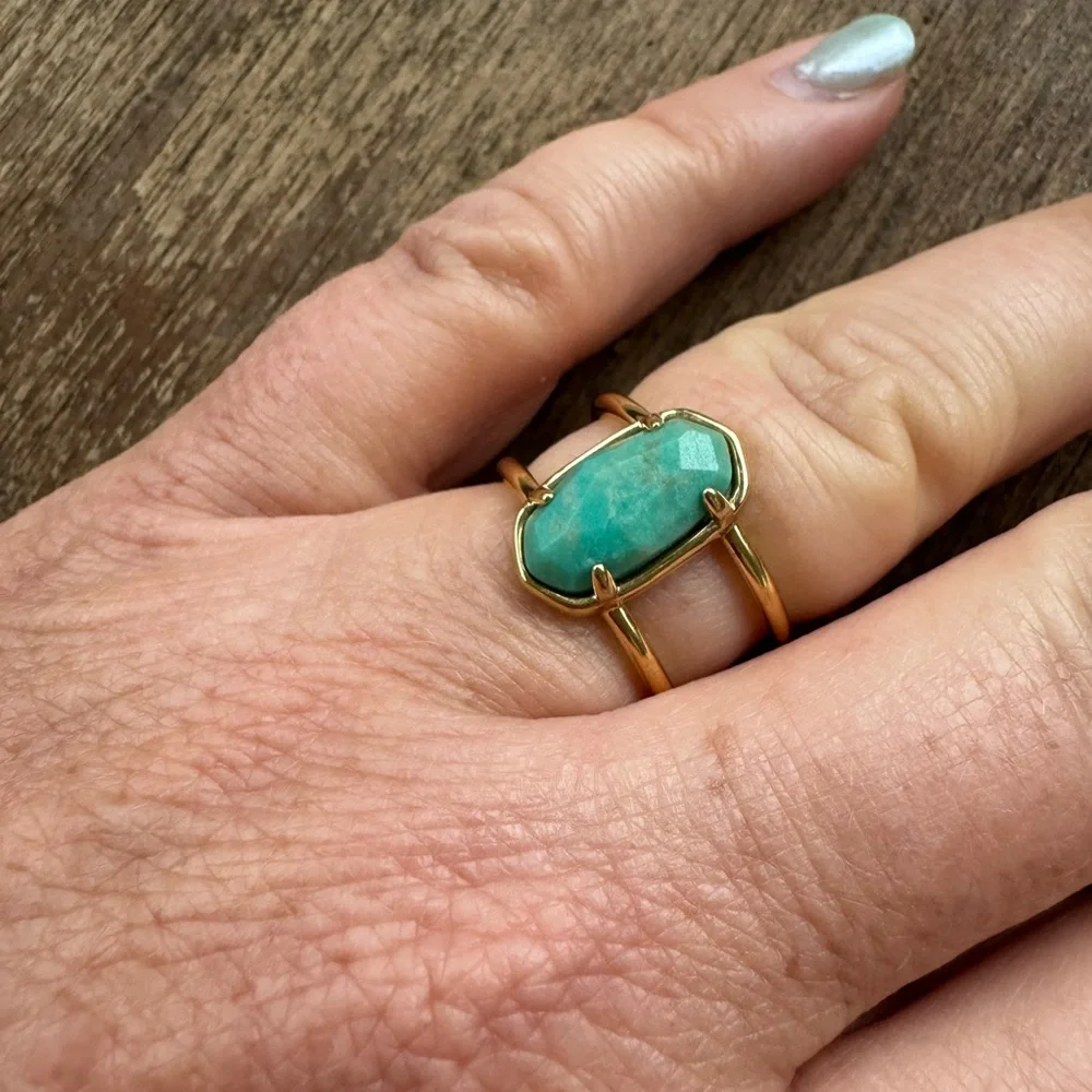 Kendra Scott Elyse Gold & Turquoise Ring Size 8